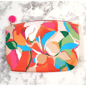 IPSY May 2023 Floral Pink Green Orange Glam Bag Makeup Zipper Pouch Clutch